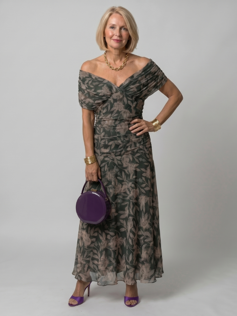 Natasha | Off Shoulder Flow Midi Dress
