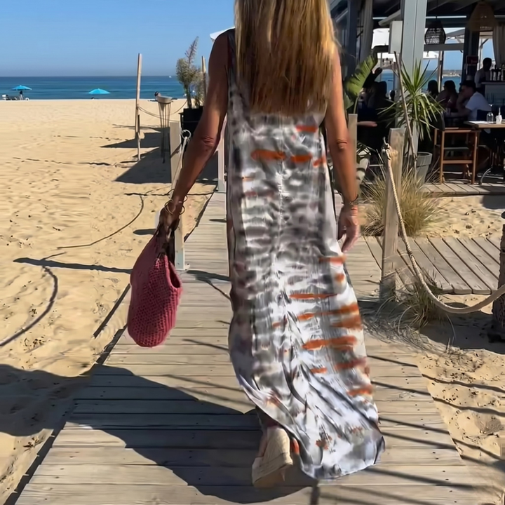 Tie-Dye V-Neck Maxi Cami Dress