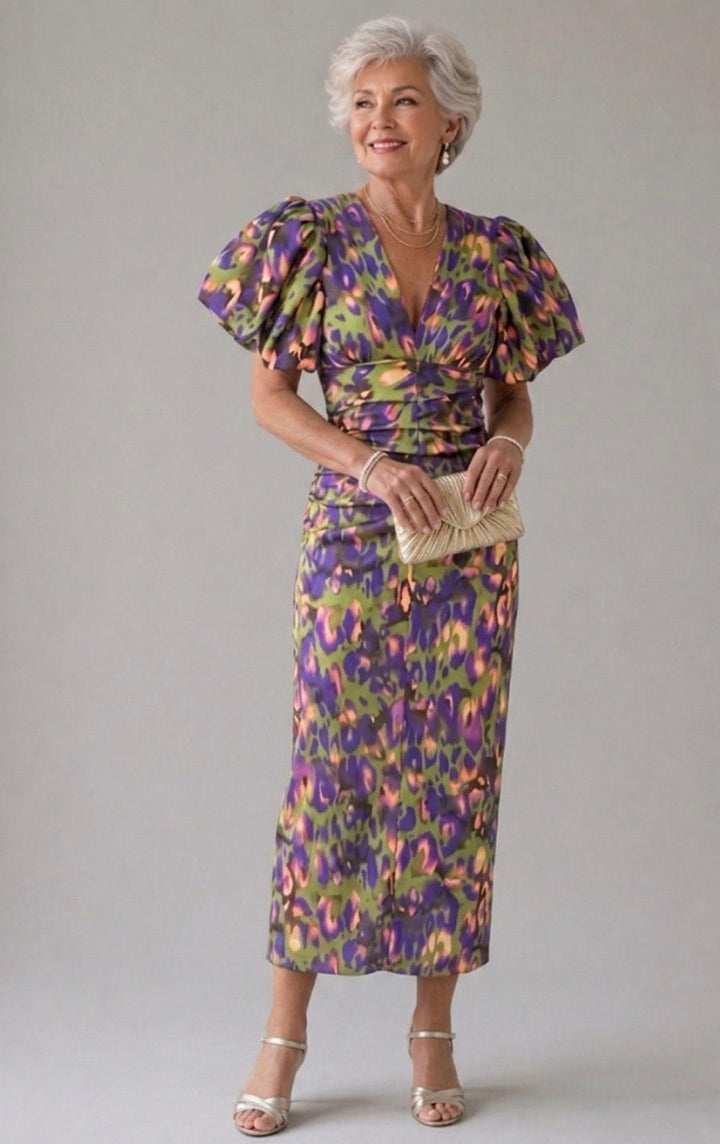 Alessia | Vivid Pleated Midi Dress