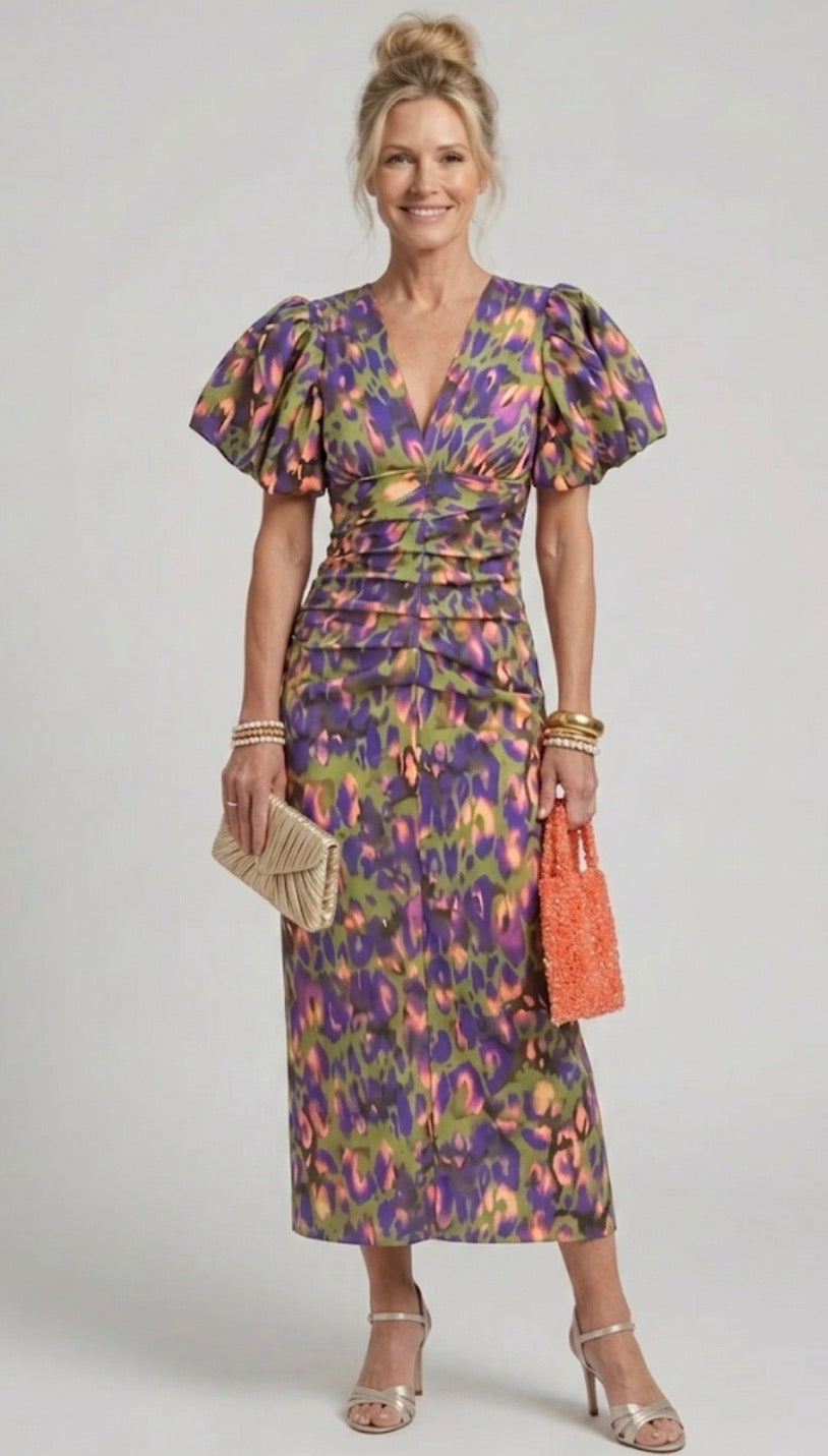 Alessia | Vivid Pleated Midi Dress