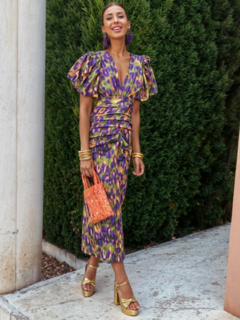 Alessia | Vivid Pleated Midi Dress