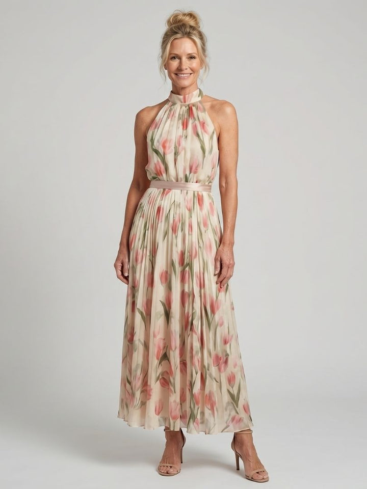 Corinna | Halter Neck Floral Midi Dress