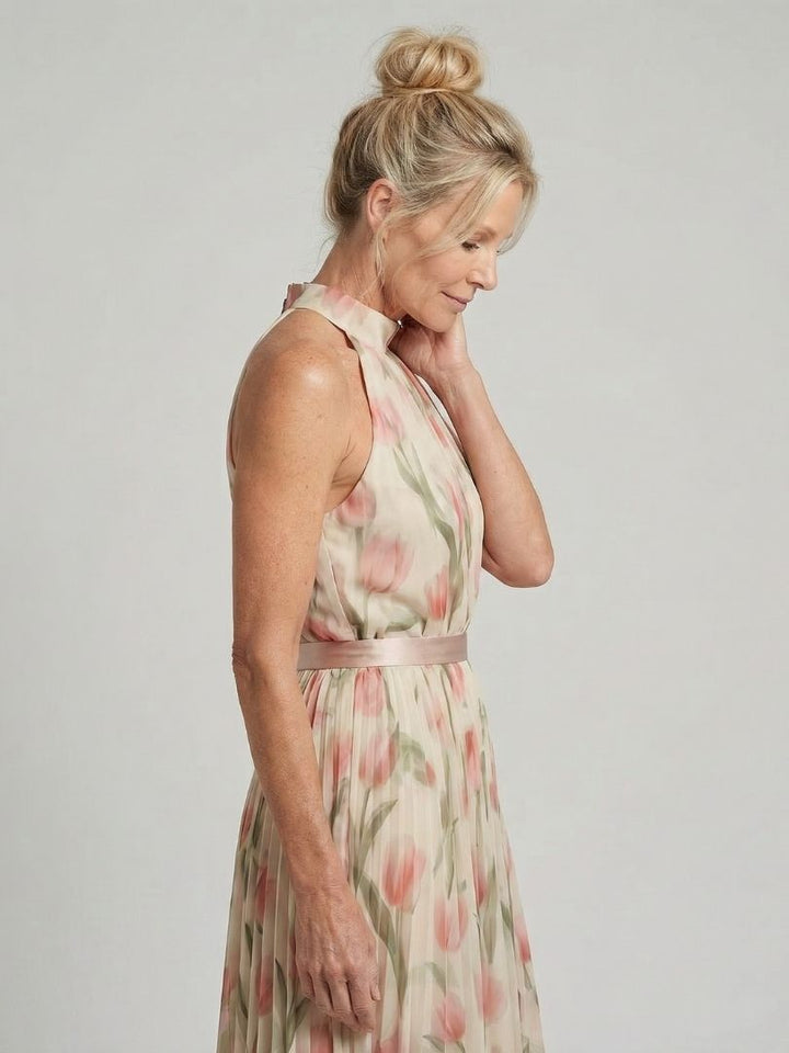 Corinna | Halter Neck Floral Midi Dress