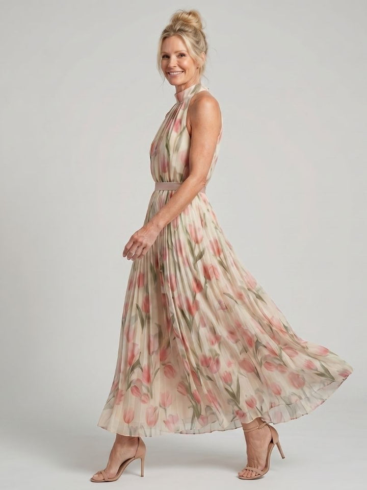 Corinna | Halter Neck Floral Midi Dress