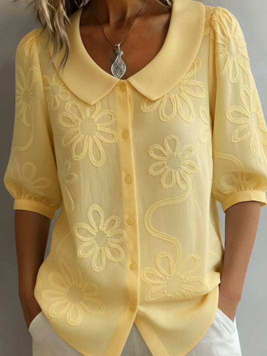 Zélie™ | Light Floral Blouse Natural Elegance