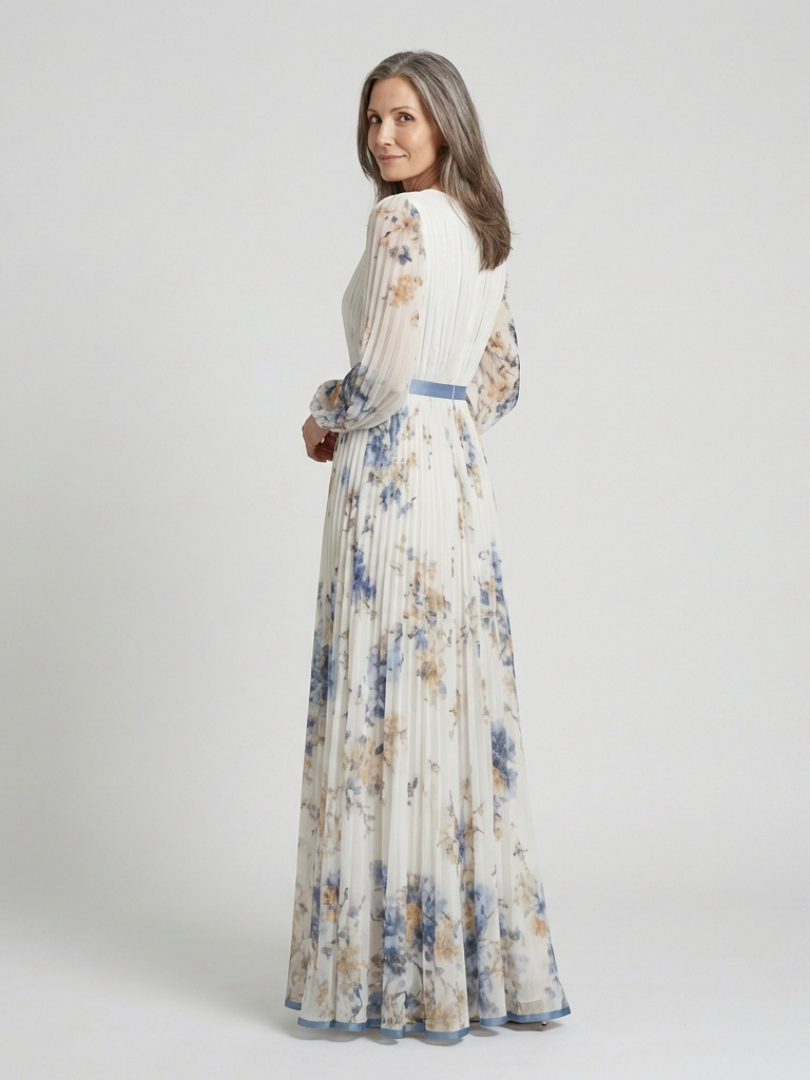Harriet | Long Sleeve V Neck Floral Maxi Dress